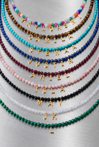 Custom Multicolor Stone Initial Necklace