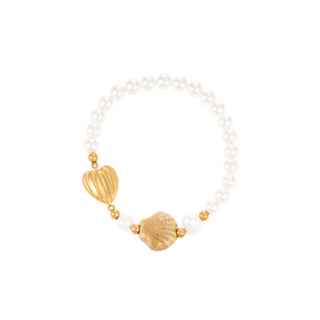 Heart-shaped seashell pearl bracelet