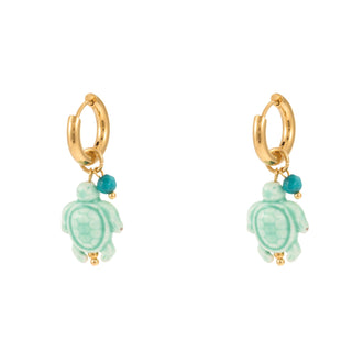 Green turtle earrings