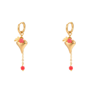 Heart-shaped tassel earrings