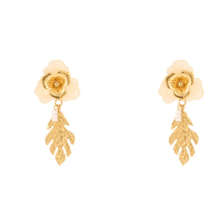 Flower and leaf earrings