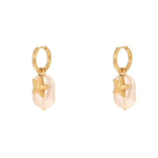 Pink Pearl Starfish Earrings