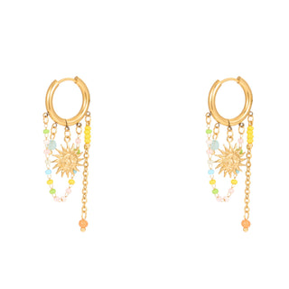 Sun face tassel earrings