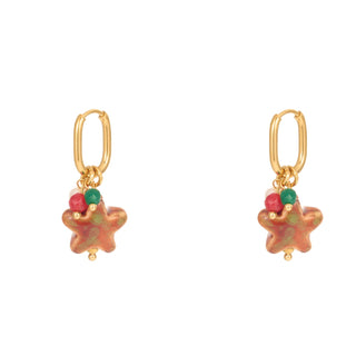 Red starfish earrings