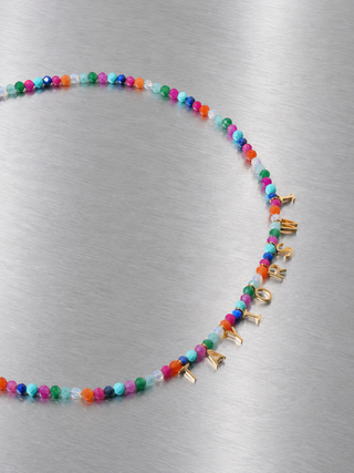 Custom Multicolor Stone Initial Necklace