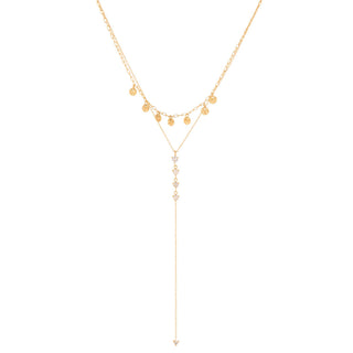 Double-layered zircon disc necklace